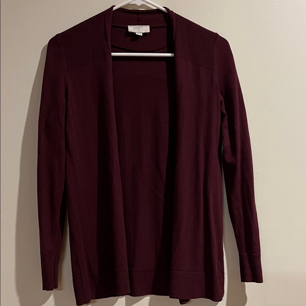 LOFT Burgundy Cardigan XXSP